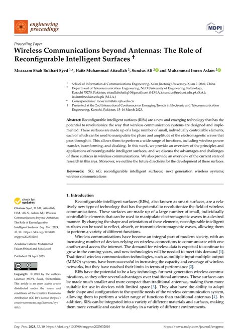 Pdf Wireless Communications Beyond Antennas The Role Of Reconfigurable Intelligent Surfaces