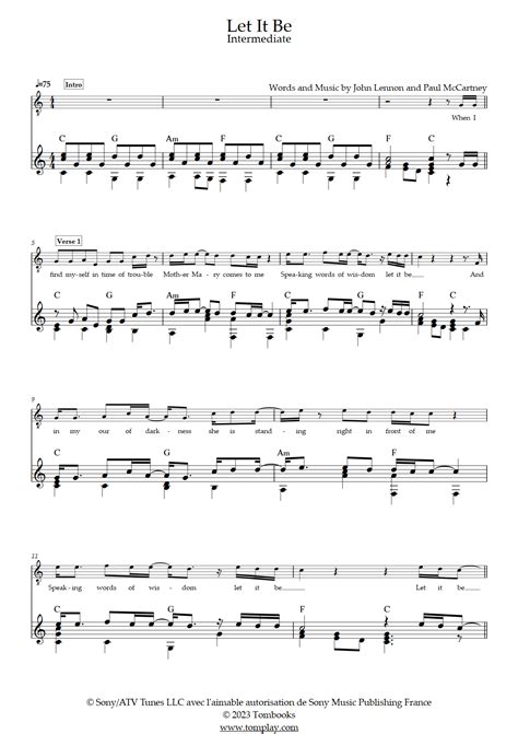 Let It Be Intermediate Level Solo Guitar The Beatles Guitar Tabs