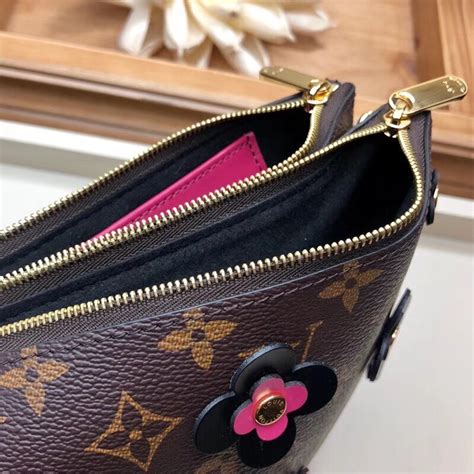 Louis Vuitton Monogram Canvas Blooming Flowers Pochette Double Zip Bag