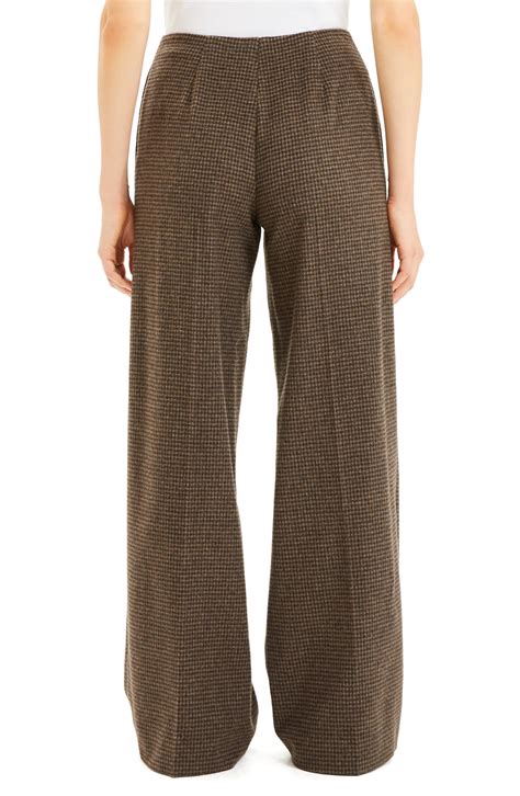 Theory Houndstooth Wool Blend Flannel Wide Leg Pants In Brown Lyst