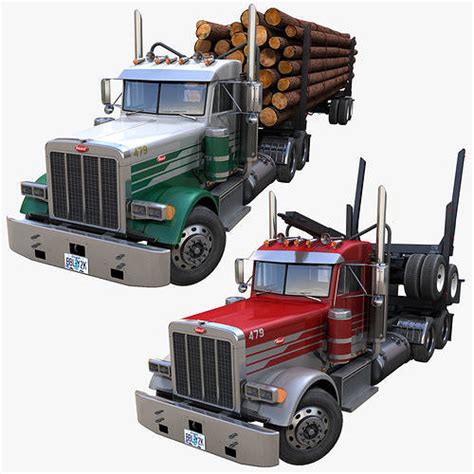 3D model Peterbilt 379 log truck VR / AR / low-poly | CGTrader