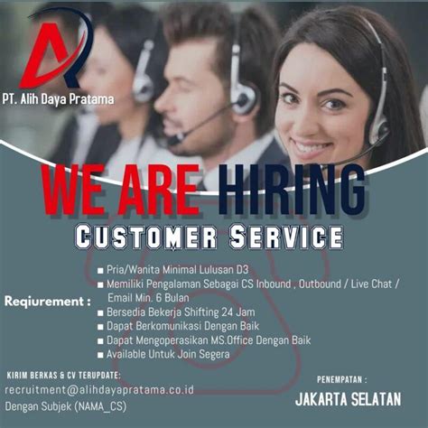 Lowongan Kerja Customer Service Di PT Alih Daya Pratama JakartaKerja