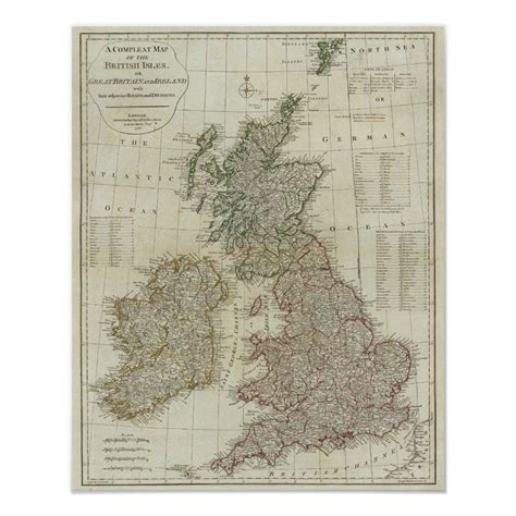 A Complete Map Of The British Isles Poster Zazzle Stretched