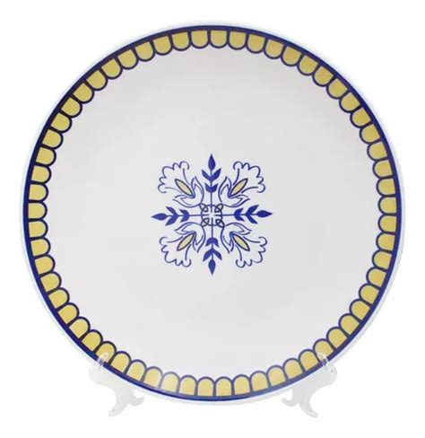 Plato Decorativo De Porcelana Lisboa Con Soporte Transparente P