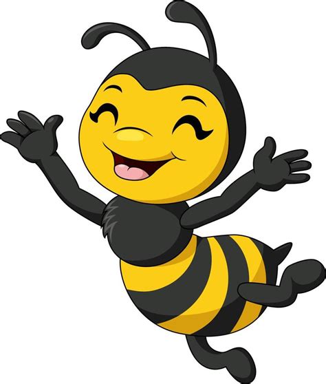 Cute happy bee cartoon on white background 21458213 Vector Art at Vecteezy