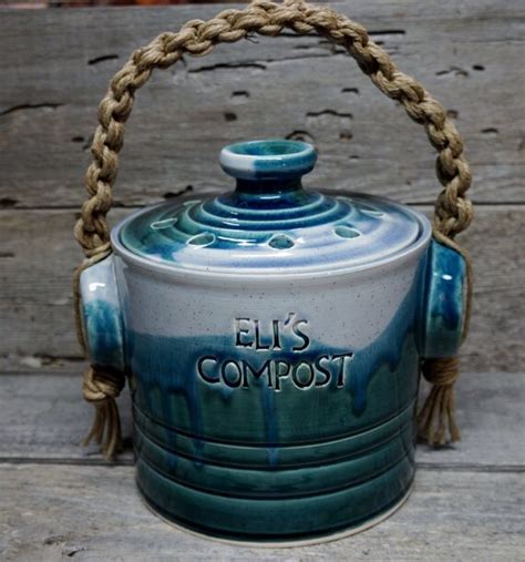 Items Similar To Compost Lidded Jar Crock Made To Order With Macrame