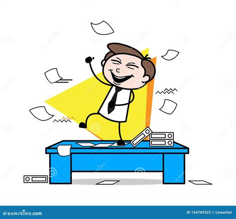 Enjoying After Finish The Work Office Businessman Employee Cartoon