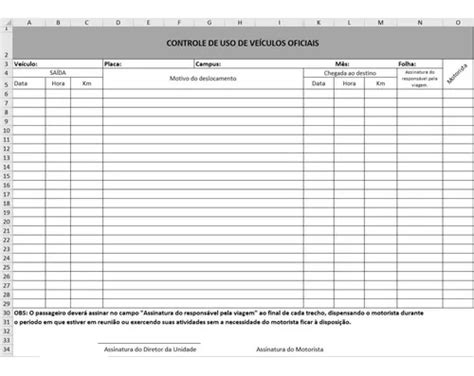 Planilha Excel Controle De Uso De Veículos Oficiais Escorrega o Preço