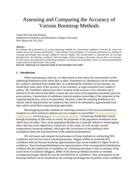 Pdf Assessing And Comparing The Accuracy Of Various Bootstrap Methods