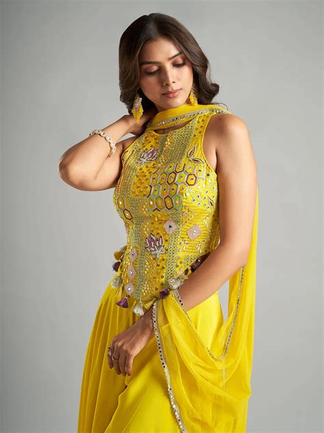 Stunning Yellow Silk Palazzo Suit With Dupatta G3 Wss41642