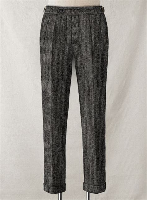 Harris Tweed Dark Gray Herringbone Highland Trousers Studiosuits