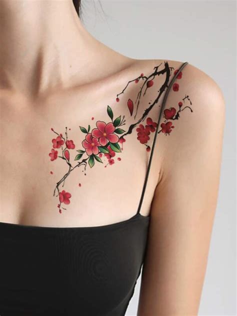 Sticker De Tatouages 1 Feuille Motif Fleur Tatouages Temporaires Pour