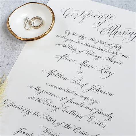 Custom Marriage Certificate Calligraphy Wedding Certificate - Etsy