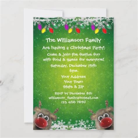 Cute Santa And Fluffy Rudolphs Christmas Party Invitation Zazzle