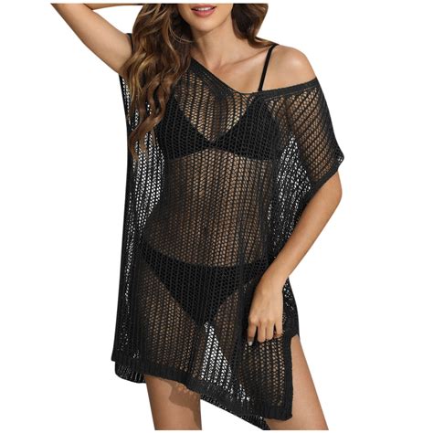 AmeIAEA Women Crochet Bikini Swimsuit Cover Ups See Through Hollow Out