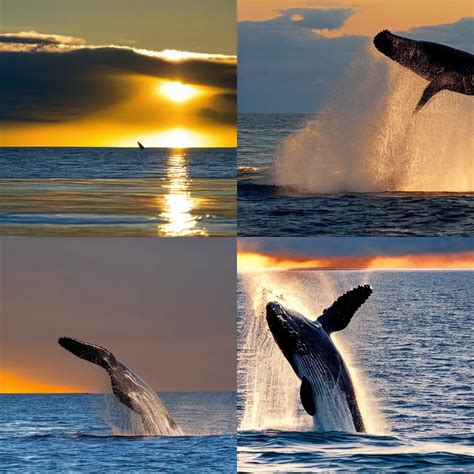 A Whale Breaching In Clouds Golden Hour Stable Diffusion Openart