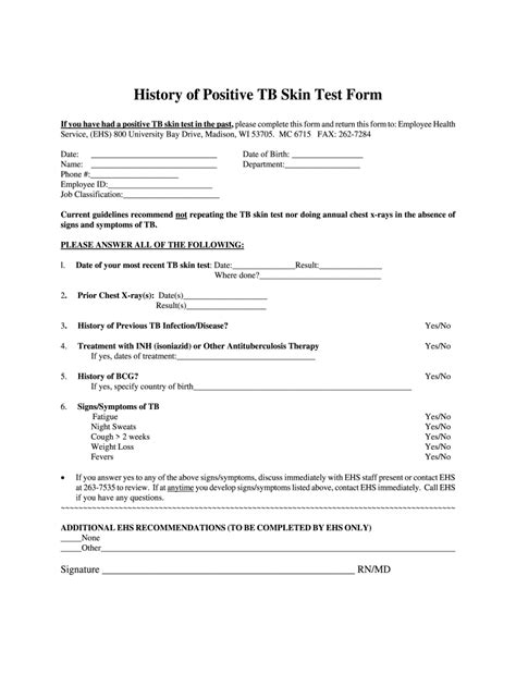 Tb Screening Questions Form