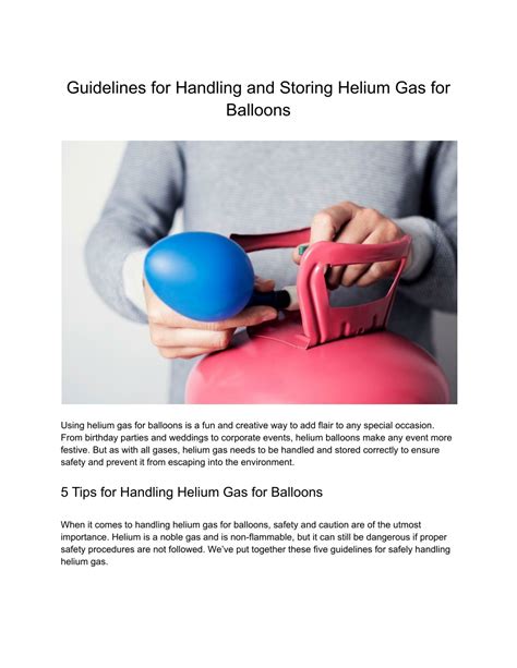 Ppt Guidelines For Handling And Storing Helium Gas For Balloons