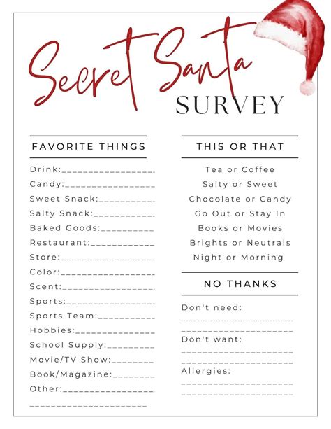 Secret Santa Survey Etsy In Secret Santa Christmas Planning