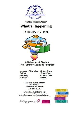 What's Happening at Lansdale Library August 2019 by Lansdale Public ...