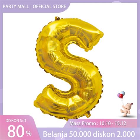 Jual Balon Foil Huruf Gold 16 Inch 40cm Abjad Alphabet A Z Balon Foil