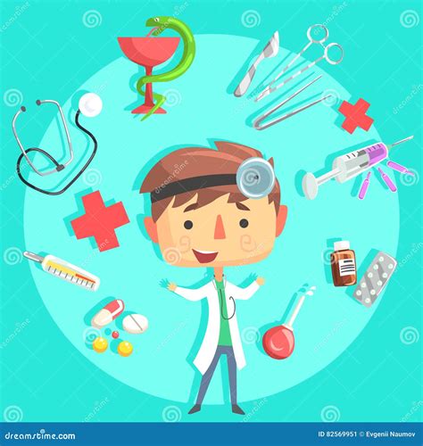 Boy Doctor, Kids Future Dream Professional Occupation Illustration with ...