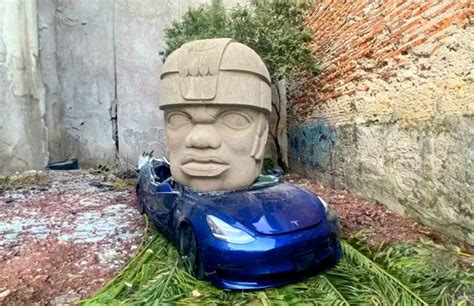 What S The Story Behind The Tesla Crushed By An Olmec Head