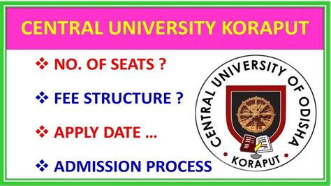 CENTRAL UNIVERSITY OF ODISHA KORAPUT DETAILS II NO OF SEATS FEE