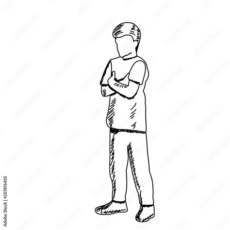 sketch of a boy standing Stock Vector | Adobe Stock