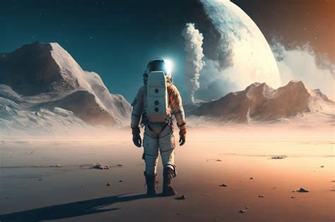 Premium Ai Image Generative Ai Astronaut Exploring Planet Watching