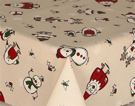 Christmas Oilcloth Tablecloth Snowman Santa Rudolph Presents Holly