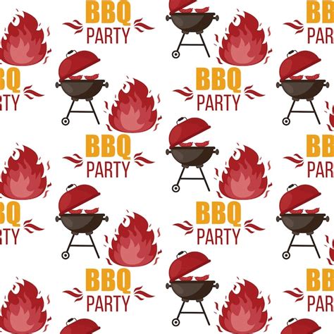 Premium Vector Pattern Barbecue Grill Elements Set Isolated On Light