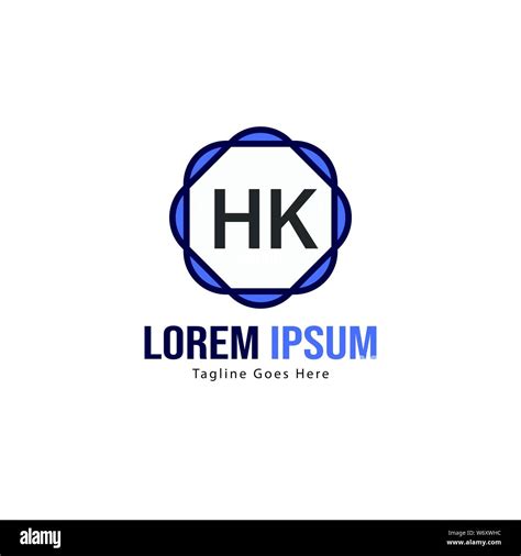 Initial HK Logo Template With Modern Frame Minimalist HK Letter Logo