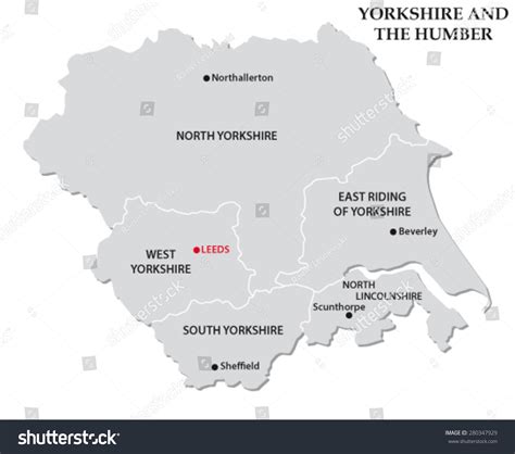 Yorkshire Humber Administrative Map Stock Vector (Royalty Free ...