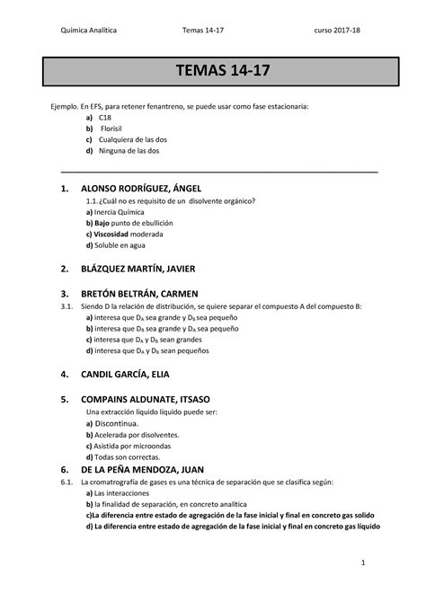 Examen 2017 preguntas y respuestas Química Analítica Temas 14 17