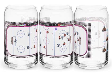 Retro 8 Bit Ice Hockey Glass