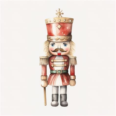 Premium AI Image Watercolor Christmas Nutcracker On White Background