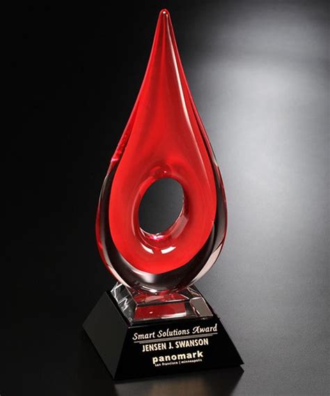 Red Teardrop Glass Awards Glass Art Glass Art Sculpture