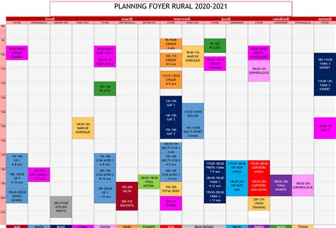 Planning des activités du Foyer Rural de Saint Drézéry