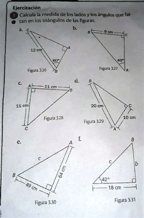 SOLVED EjercitaciÃ³n Calcula la medida de los lados y los Ãngulos