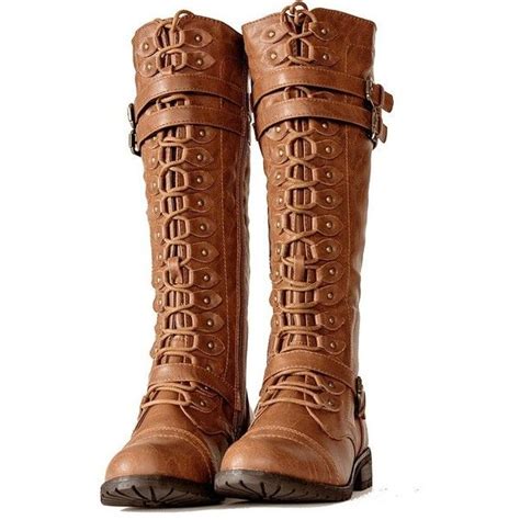 Cognac Knee High Lace Up Combat Steampunk Western Boots Vintage Style