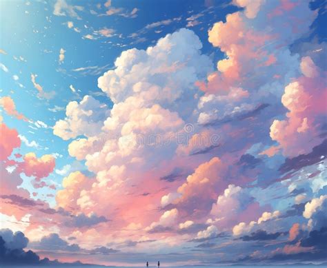 Sky Full of Colours Trendy Colours Anime Style Background with Clouds ...