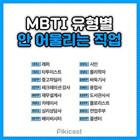 Mbti별 안어울리는 직업이래 인스티즈instiz 익명잡담