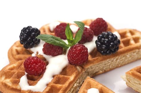 Premium Photo Belgium Waffles With Fresh Berries Isolated