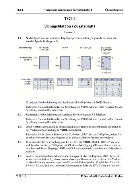 Bung A Technische Grundlagen Der Informatik I Tgi I Technische