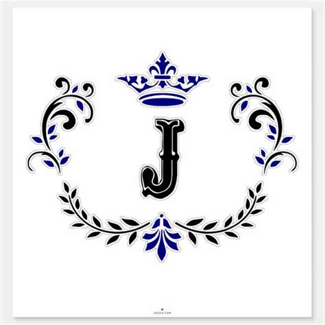 Crown Monogram Letter "J" Vinyl Sticker | Zazzle | 壁紙