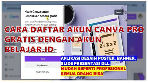 Cara Daftar Akun Canva Pro Gratis Dengan Akun Belajar Id Youtube