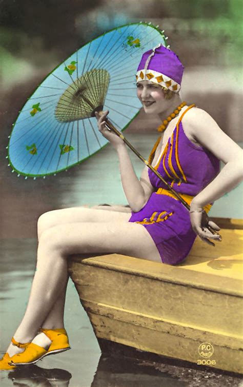 Flapper Fashion 49 Incredible Colorized Postcards Of Cool Girls In Swimsuits During The 1920s