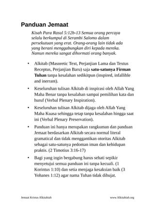 Panduan Dan Doktrin Ringkas Jemaat Kristus Alkitabiah Pdf