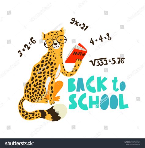 Funny Cheetah Study Math Vector Animal Stock Vector (Royalty Free
